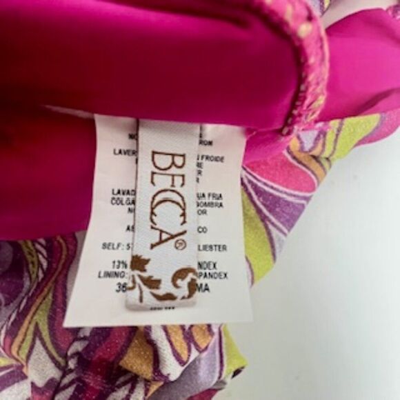 Becca by Rebecca Virtue 1 piece plunge neckline swimsuit tank shimmer poolside - Picture 6 of 9